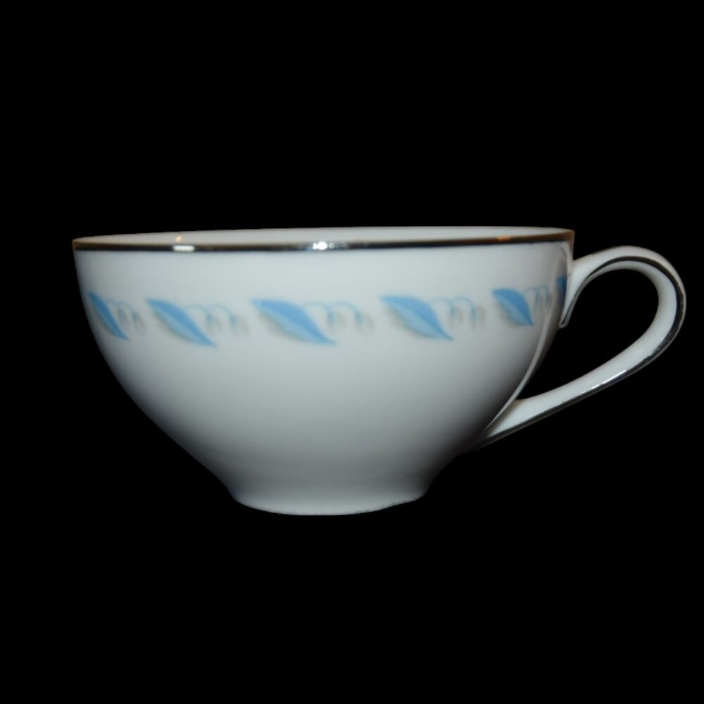 Vintage Sky Flower Tea Cup Platinum Trim